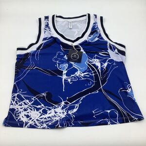 The Bubble Womens Claire Tank‎ Top Blue Floral Size Medium NWT